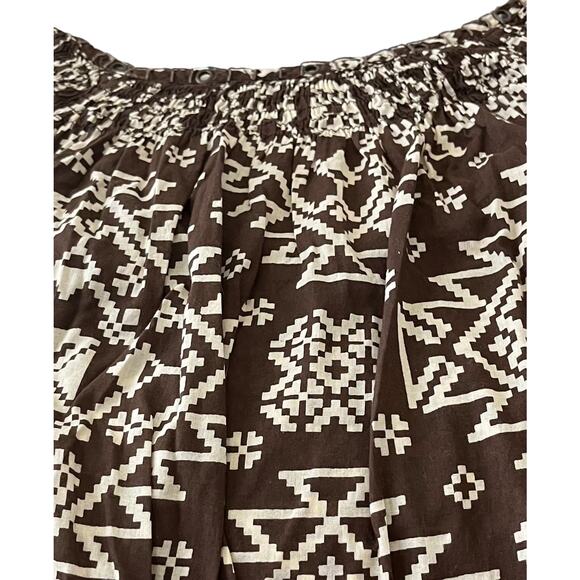 NINE WEST VINTAGE AMERICA V.A.C. SHORT SLV PULL-OVER BLOUSE, WOMENS, S-BRN/WHITE - Picture 7 of 12